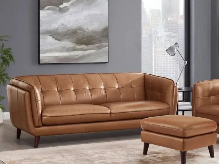 Cognac Whisky tan leather sofa